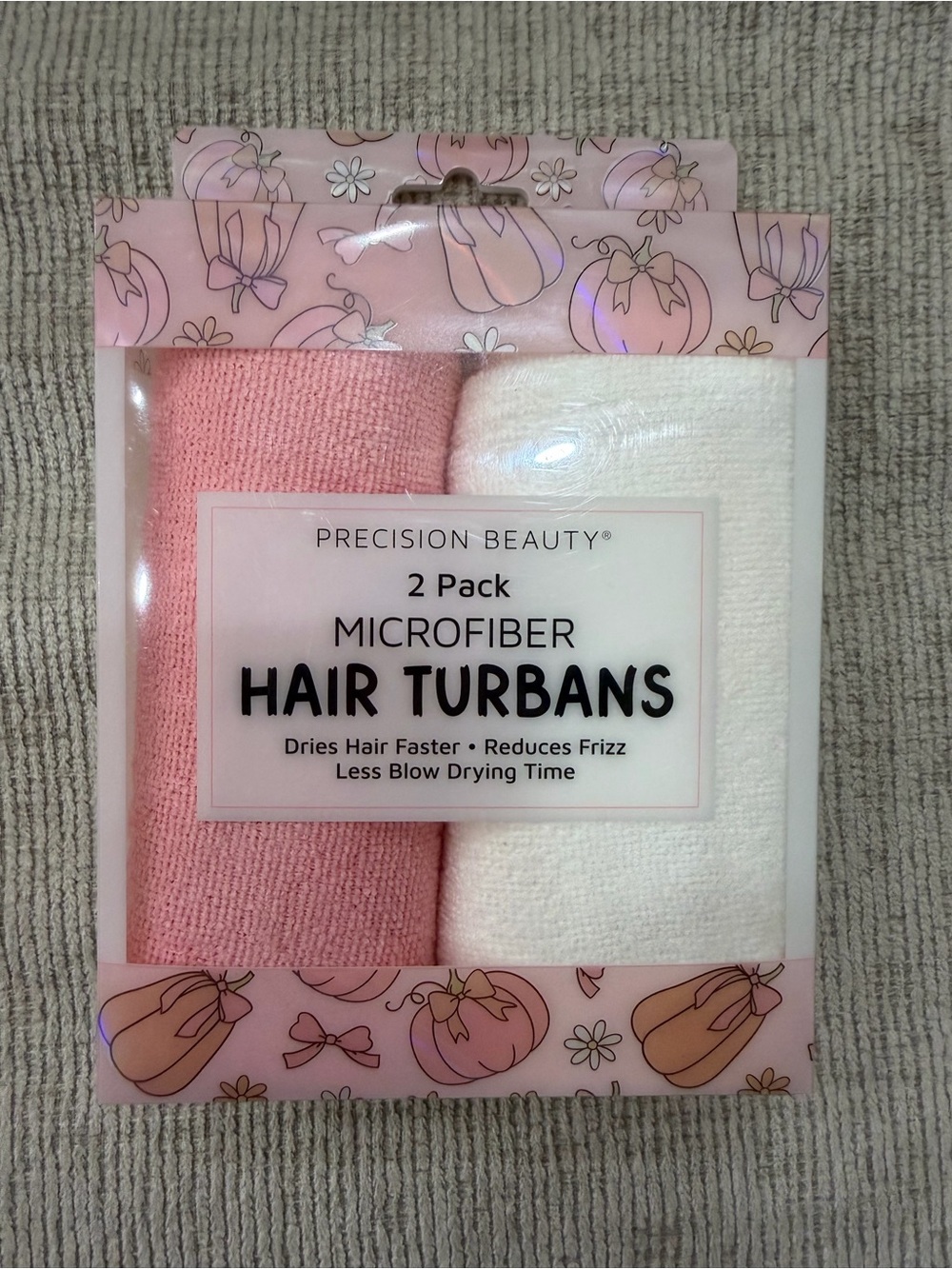 Microfiber Hair Turbans 2-Pack - Pink & White